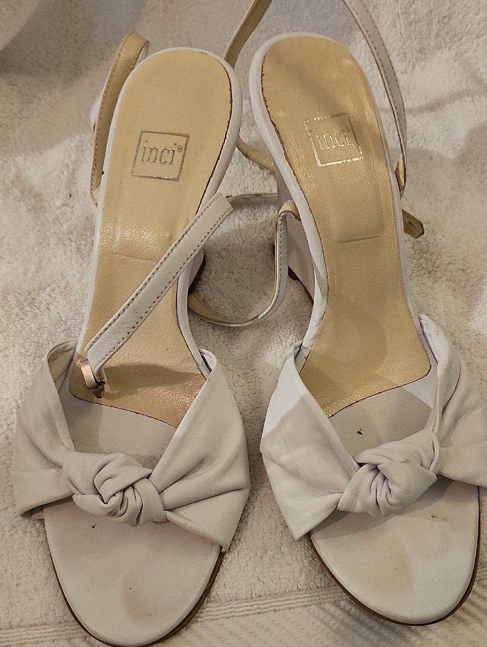 INC International Concepts Ivory Knot Front Slingback Heels
